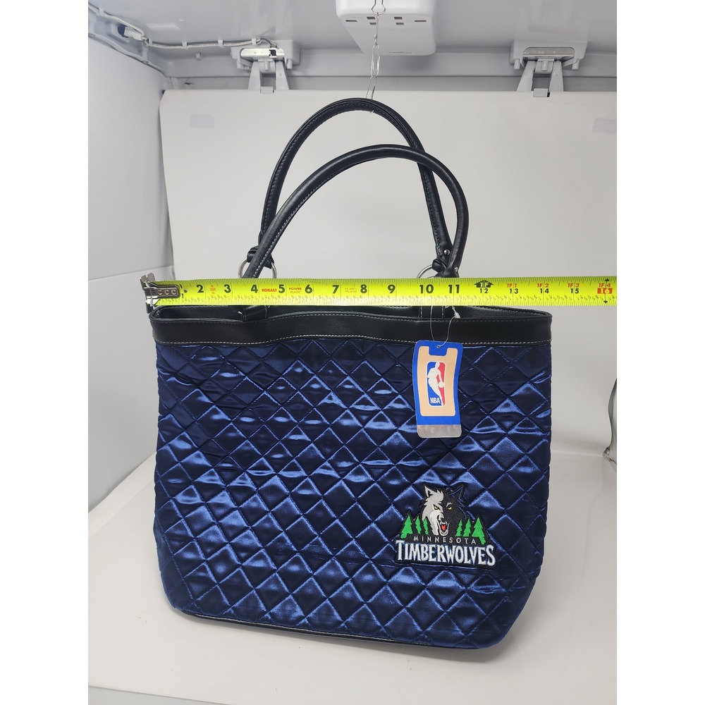 NBA Womens Minnesota Timberwolves Quilted Tote Bag Satin Blend Casual Size OS - Picture 2 of 10
